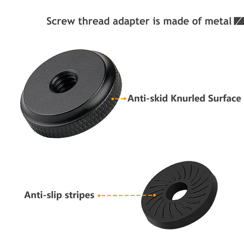 1/4" Female Thumb Nuts with Rubber Pads, 5pc Anti-Slip Lock Nut Adapter for Tripod Camera Attachment