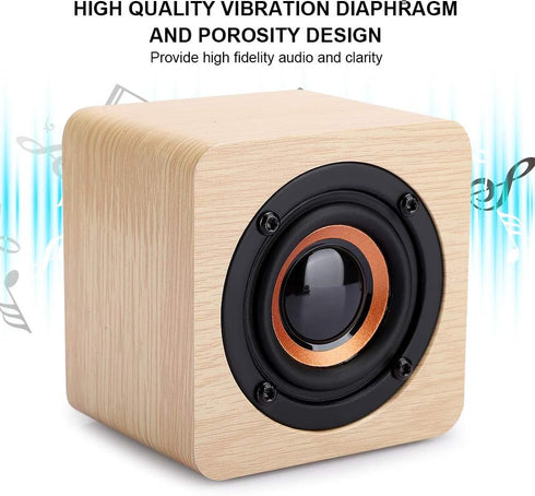 Retro Wireless Bluetooth Speaker, Yellow Wooden USB-Powered Portable Speaker with HD Sound and Rich Bass for PC