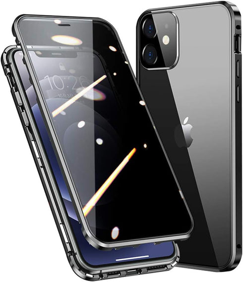 HENGHUI Lockable Anti Peeping Case for iPhone 13 Pro Max, Magnetic Glass Case with Privacy Screen Protector (Black)