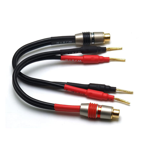 WJSTN RCA Speaker Adapter - RCA to Flex Pin Banana Plug Adapter, 6 inches, 2Pack