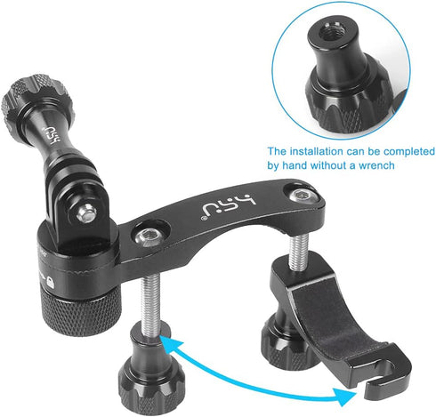 HSU Bike Handlebar Mount for Action Cameras - 360 Rotation Seat Post Compatible with GoPro Hero 13/12/11/10/9/8/7/6,