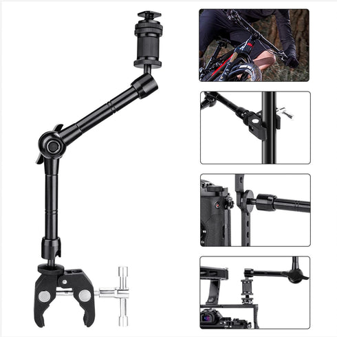 FOMITO 11 inch Magic Arm with Super Clamp, Adjustable Articulating Arm for DSLR Camera Rig, LCD Monitor, LED Lights