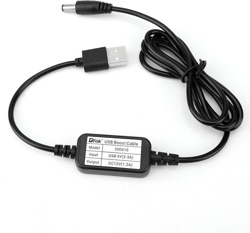 DROK USB to 12v Adapter, 5V to 12V Step Up Converter, Boost Converter Voltage Regulator with 5.5x2.5mm/3.5x1.35mm Ports