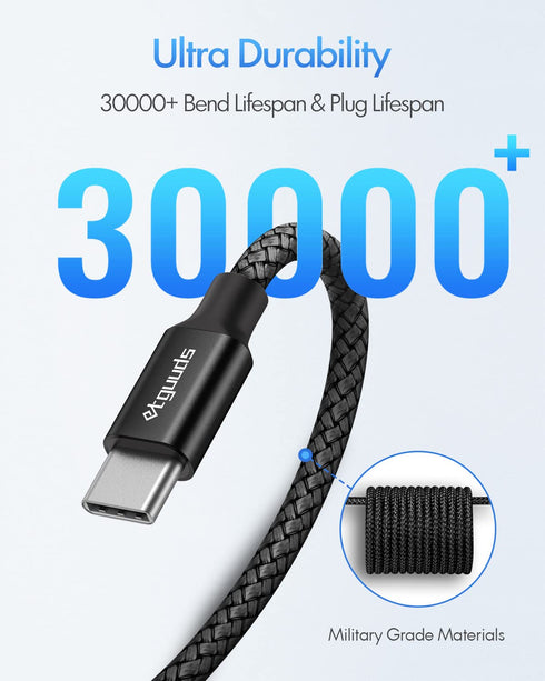 etguuds 12ft Long USB C to USB C Cable 2-Pack, 60W Fast Charger for iPhone 15 Pro Max, MacBook, Samsung Galaxy S24,