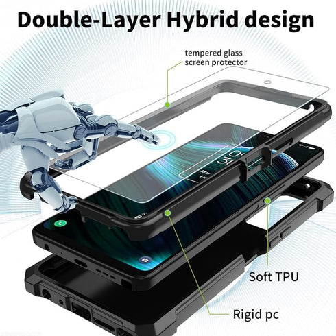 for TCL Stylus 5G 2022 Phone Case with Screen Protector (Tempered Glass),Slim TPU Rugged Corners Bumper Cover Case for TCL Stylus 5G 2022 6.81" (T779WW)-Purple Butterflies Flowers