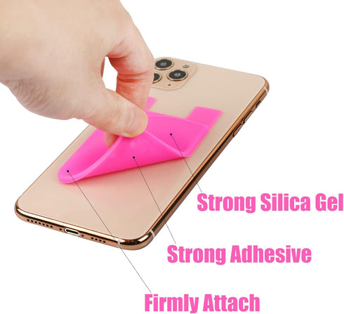 Phone Card Holder Sockets, Random Colors - Silicone Adhesive Stick-on ID Credit Card Wallet Pouch Sleeve for Most