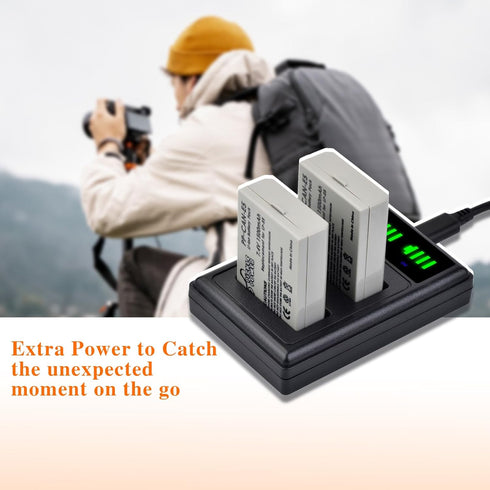 LP-E5 LPE5 LP E5 Battery and Smart LED Display Dual Channel Charger Compatible with Canon EOS Rebel XSi, Rebel T1i,