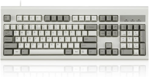 Perixx PERIBOARD-106M, Wired Performance Full-Size USB Keyboard, Curved Ergonomic Keys, Retro Gray/White