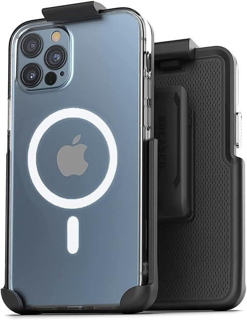 Encased Magnetic Case with Holster for iPhone 12 / 12 Pro, Belt Clip Compatible with MagSafe (Clear)