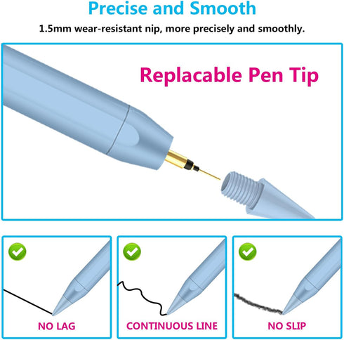Stylus Pen for Apple iPad, Fast Charge Active Pencil with Palm Rejection, Compatible with 2018-2024 iPad Models