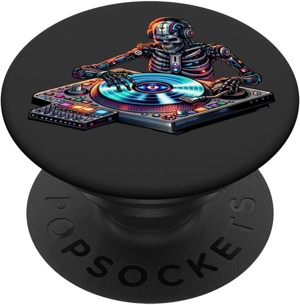 Cyberpunk Music DJ Robotic Skeleton Spin Master Streetwear PopSockets Standard PopGrip