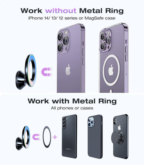 VICSEED Fit for MagSafe Car Mount, Colorful Gradient Magnetic Phone Holder for Car Dashboard, All Metal Sturdy