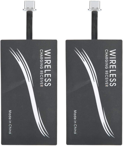 ASHATA 2Pcs Ultra Thin Type C QI Wireless Charging Receiver, 1000mA Fast Charging Qi Coil for All Type C Cell Phones