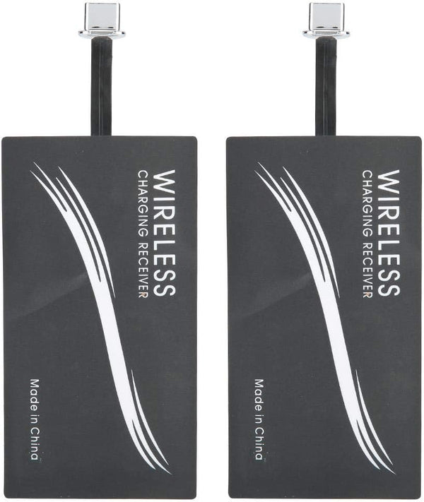 ASHATA 2Pcs Ultra Thin Type C QI Wireless Charging Receiver, 1000mA Fast Charging Qi Coil for All Type C Cell Phones