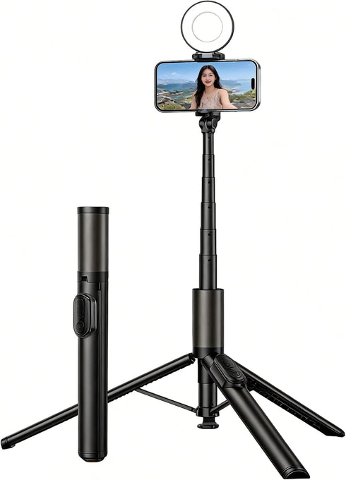VistaGrip 63 Selfie Stick Tripod for iPhone/Android - Expandable Phone Tripod with Fill