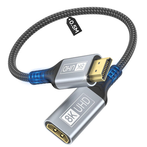 8K HDMI Extension Cable, HDMI 2.1 Male to Female Adapter Extension Cord