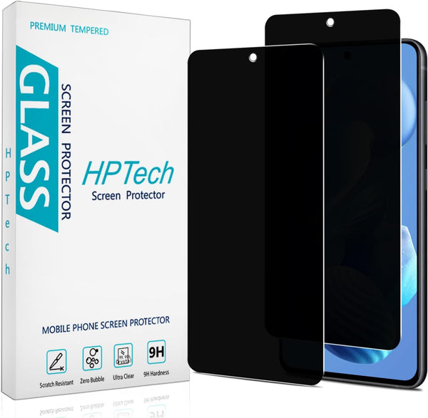HPTech Privacy Screen Protector (2 Pack) for Samsung Galaxy S21 FE 5G - Anti-Spy, Tempered Glass, Scratch-Resistant,