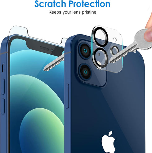 JETech 2-Pack Tempered Glass Screen Protector for iPhone 12 6.1-Inch with Camera Lens Protector