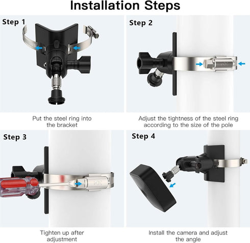 No-Drill Outdoor Security Camera Pole Mount, Universally Compatible with Eufy, Arlo, Simplisafe, and More
