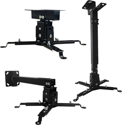Projector Mount - Wall or Ceiling Projection Mount Bracket with Adjustable Height and Extendable Arms for Home and