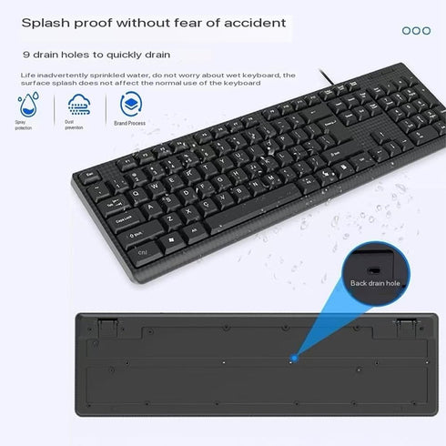 Yadojingcn 104 Wired Keyboard, Keys Wired Keyboard with Numeric Keypad, LED Indicators, Ergonomic, Comfortable Play