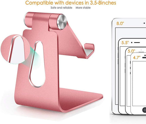2020 Adjustable Cell Phone Stand, Aluminum Desk Holder for iPhone Xs Max, Xr, 8, 7, 6, 6s Plus, Silver