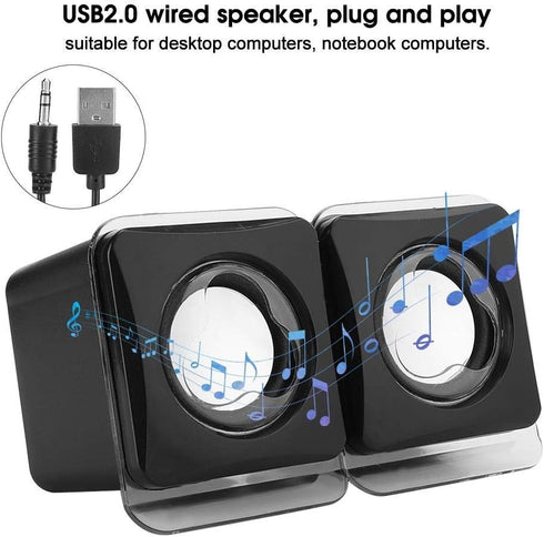 Computer Speakers for Desktop PC, Laptop, Mac, USB 2.0 Mini Wired Combination Speaker, Dual Stereo with Volume Control.
