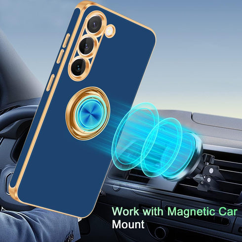 Fingic Galaxy S23 Plus Case with 360° Ring Holder, Slim Kickstand Magnetic Support for Women Girls, Blue