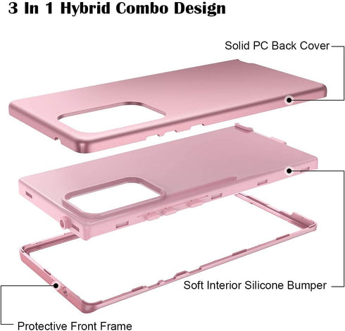 WeLoveCase Galaxy Note 20 Ultra Case, 3 in 1 Heavy Duty Protection, Shockproof TPU Bumper Cover, Rose Gold