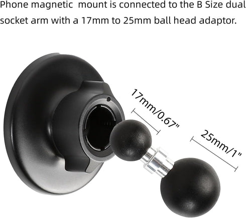 Leenconghui 5.91" 17 16 15 14 13 Magnetic Cell Phone Holder Base with Double Socket arm for MagSafe iPhone