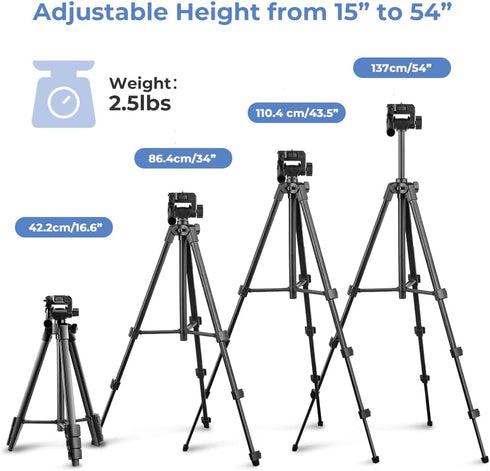 UBeesize 54'' Camera Tripod, Phone Tripod for iPhone with Bag, Travel Stand with Remote for iPhone and Cameras