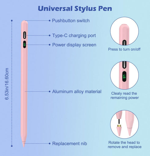 MoKo Stylus Pens for Touch Screens, Fast Charge Stylus Pen for Apple iPad/iPhone/Samsung/Lenovo/IOS/Android Tablets,