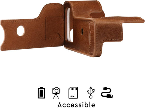 MegaGear Genuine Leather Half Case for Sony Alpha A7 III, A7R III, A9