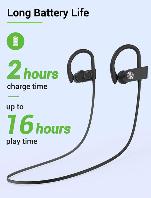 Stiive Bluetooth Headphones, 5.3 Wireless Sports Earbuds IPX7 Waterproof with Mic, Stereo Sweatproof, 16 Hours Playtime