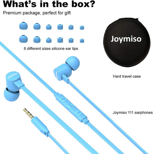 Joymiso Tangle Free Earbuds, Comfortable Lightweight In Ear Headphones for Kids Women Small Ears, Wired Ear Buds with