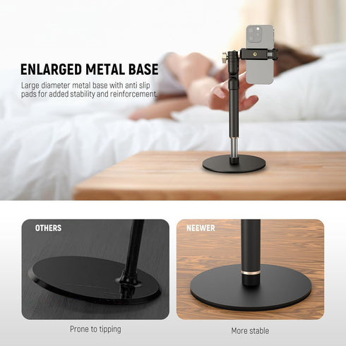 NEEWER 360 MT010 Cell Phone Stand for Desk, Adjustable Office Table Phone Holder Mount Compatible with iPhone Samsung