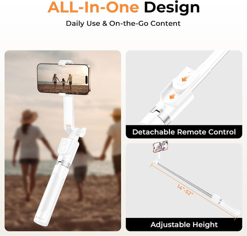SENSYNE 53" Selfie Stick for Phone, Extendable Travel Tripod with Detachable Remote for Photography, Selfies
