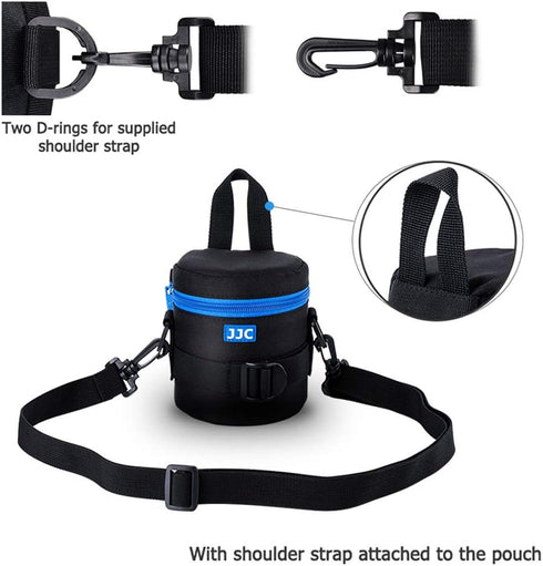 JJC Camera Lens Pouch Case for Canon EF-S 18-55mm EF 50mm Nikon AF-S 18-55mm Nikkor AF 50mm Fujifilm XF 16mm 23mm XC 15-45mm etc, Zipper Polyester Lens Protective Bag Interior Size 3.07x4.92”
