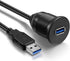 USB 3.0 Male to Female AUX Flush Mount Car Extension Cable, 6 Feet, Black