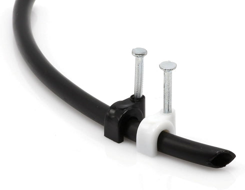 THE CIMPLE CO - Single Coaxial Cable Clips, White, 1/4 in (6 mm) Nail Clip, 100 Pieces per Bag, Cat6, Electrical Wire