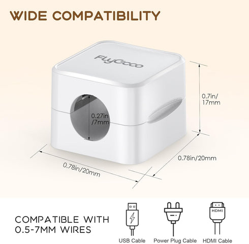 Flycoco 6 Pack Magnetic Cord Organizer, Cable Management Clips for Desk, Phone Charging Cable Storage Holder (White)