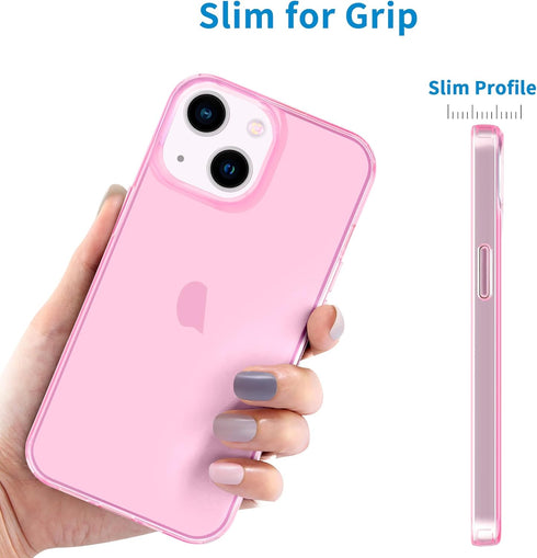 JJGoo Clear Pink Soft Shockproof Protective Slim Thin Phone Bumper Cover for iPhone 13, 6.1 inch 2021