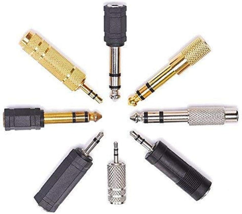 Nightwolf 8 Pieces Audio Adapter, Gold Stereo Adapter 6.35mm 1/4inch to 3.5mm 1/8inch Mic Plug Connector