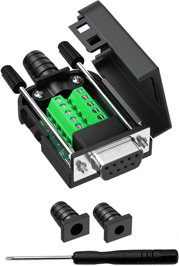DB9 Female Breakout Connector, 9PIN Port Solderless RS232 D-SUB Serial Adapter with Screw Terminals