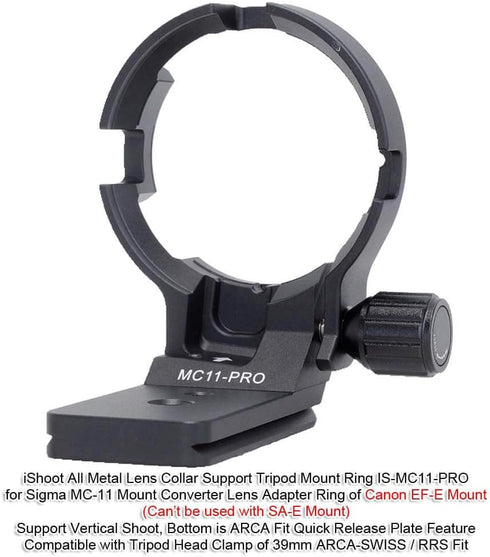 iShoot Lens Collar Tripod Mount Ring for Canon EF-E Sigma MC-11 Mount Converter Lens Adapter, Arca-Swiss Fit Quick