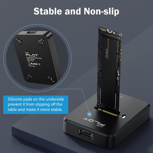M.2 NVMe & SATA to USB C Docking Station - Adapter for M.2 SSDs, Size 2280 2260 2242 2230
