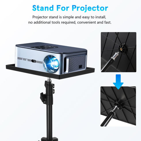 44. 88 Inch, 4.4lbs, 7.09 9.8) Veemoon Small Projector Stand Tripod with Tray, Adjustable Laptop Tripod Holder