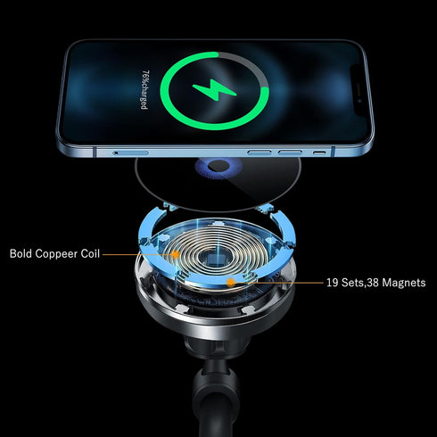 15W Magnetic Wireless Car Charger CD Slot Mount for iPhone 13/12, Auto-Alignment Mag-Safe Car Mount