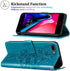 iPhone 7/8 Plus Wallet Case, Butterfly Floral Embossed, Card Holder Slots, Stand Leather Protective Flip Cover (Blue)