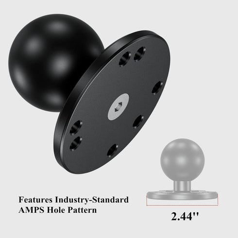 BRCOVAN 1.5'' Ball Mount Base with Aluminum Alloy AMPS Hole Round Plate & 1.5'' TPU Ball Adapter